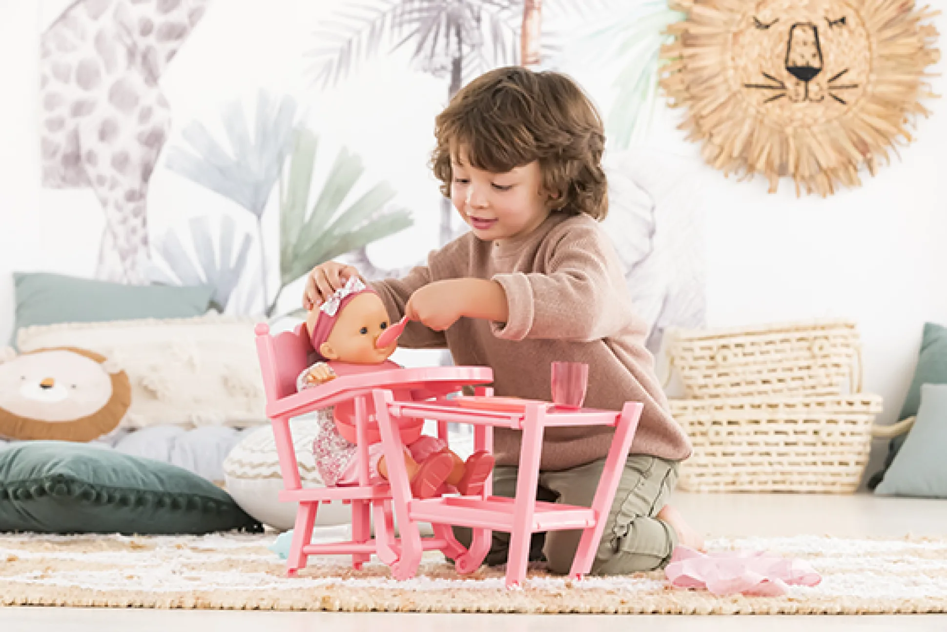 Chaise Haute Rose pour poupon 36 et 42 cm