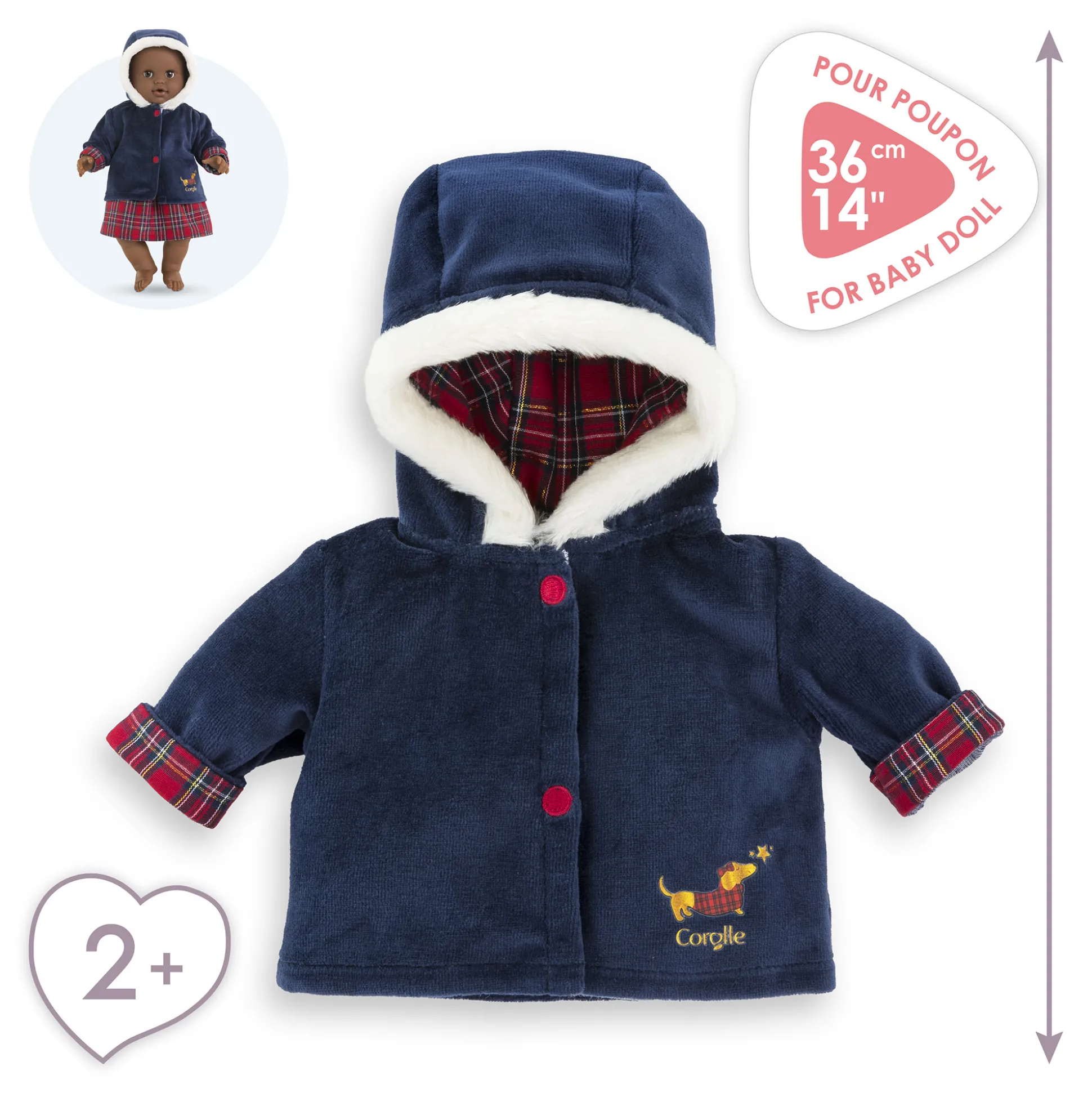 Manteau Corolle en Fêtes pour poupon 36 cm