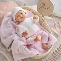Poupon Rose et Couffin Tressé Peluche Rose