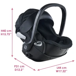 Poupon Rose, Landau Cybex Noir et Porte-Poupon Cybex Noir