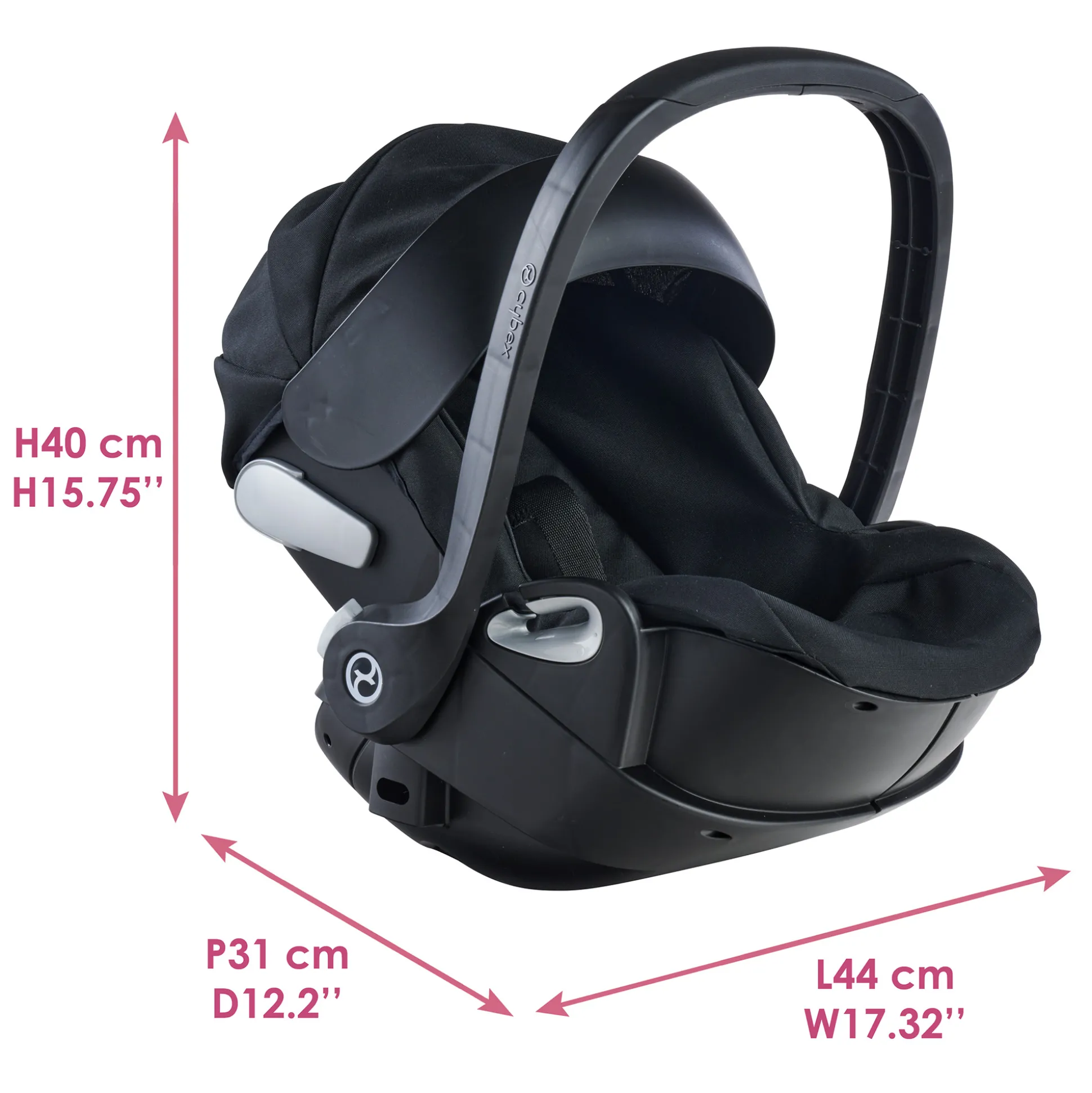 Poupon Rose, Landau Cybex Noir et Porte-Poupon Cybex Noir