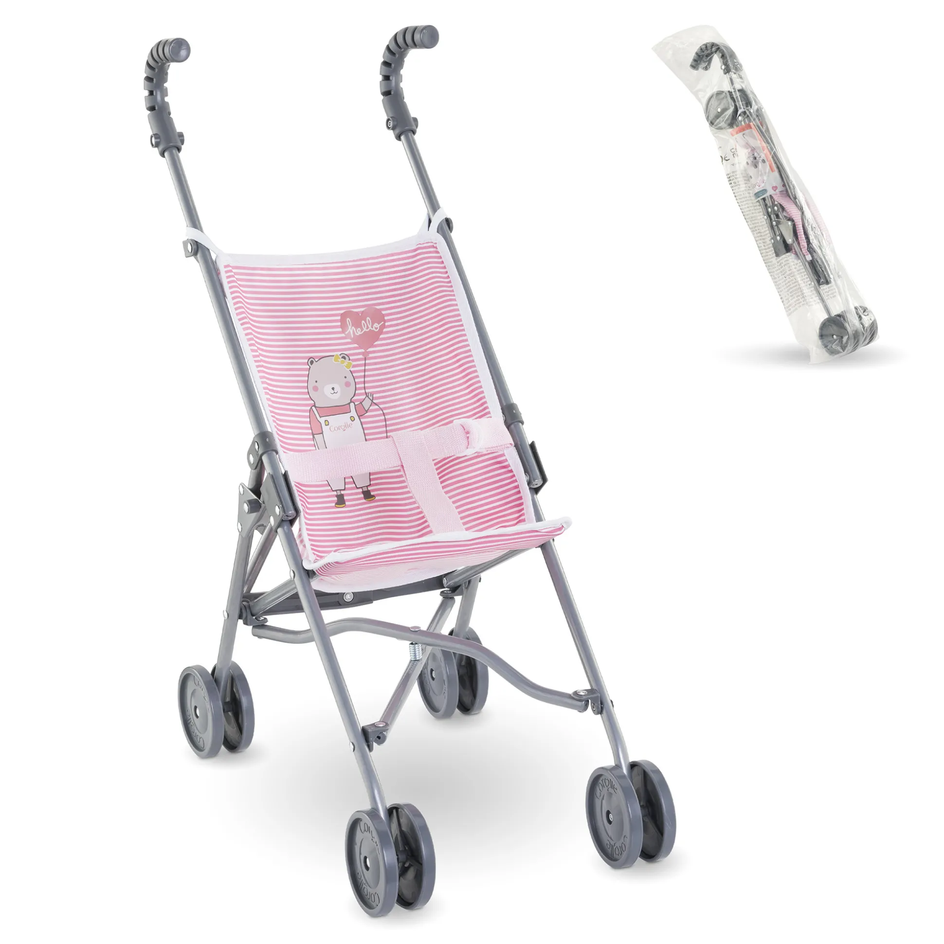 Poussette Canne Rose pour poupon 36/42/52 cm