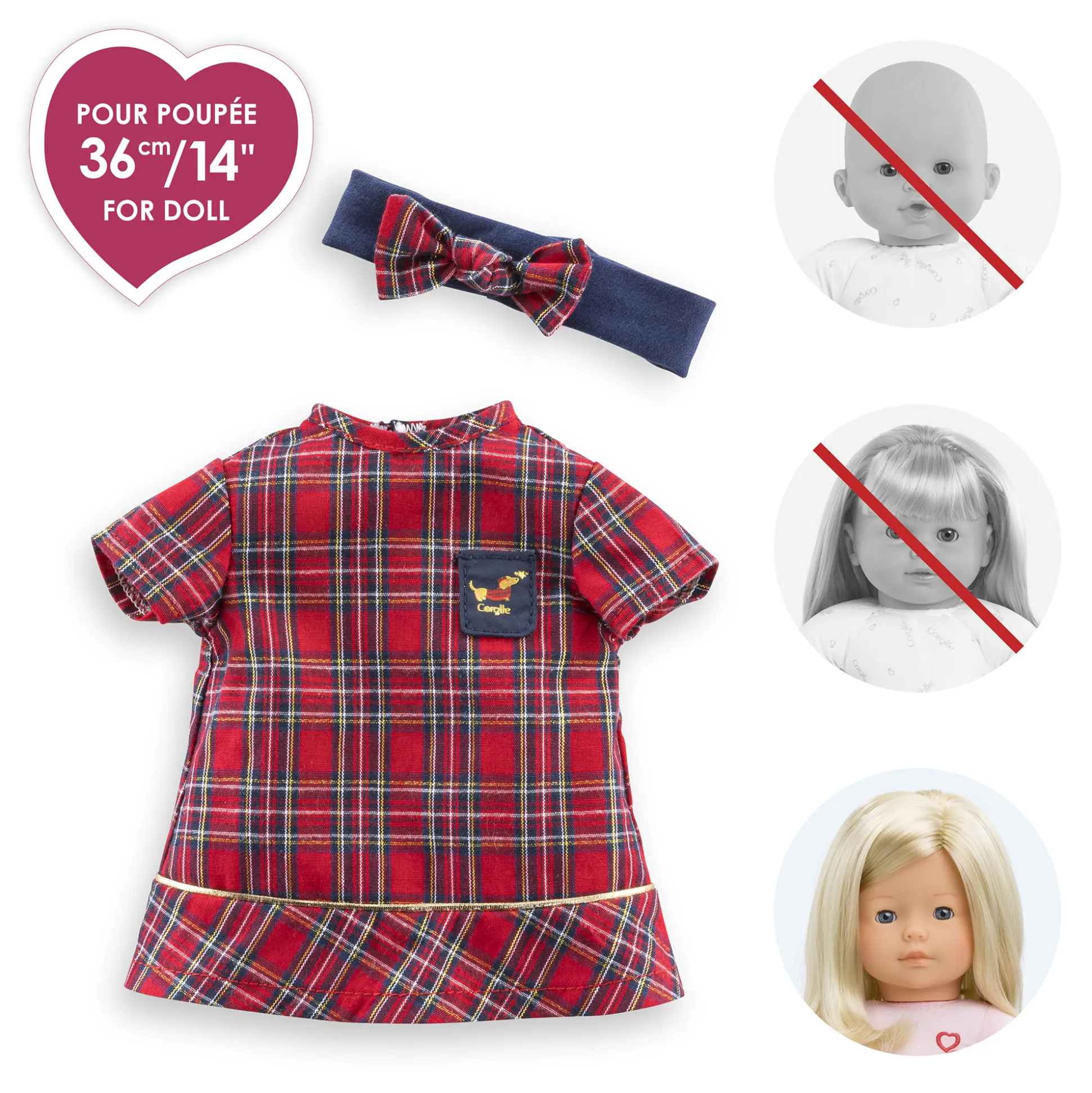 Robe et Bandeau Corolle en Fêtes pour poupée ma Corolle