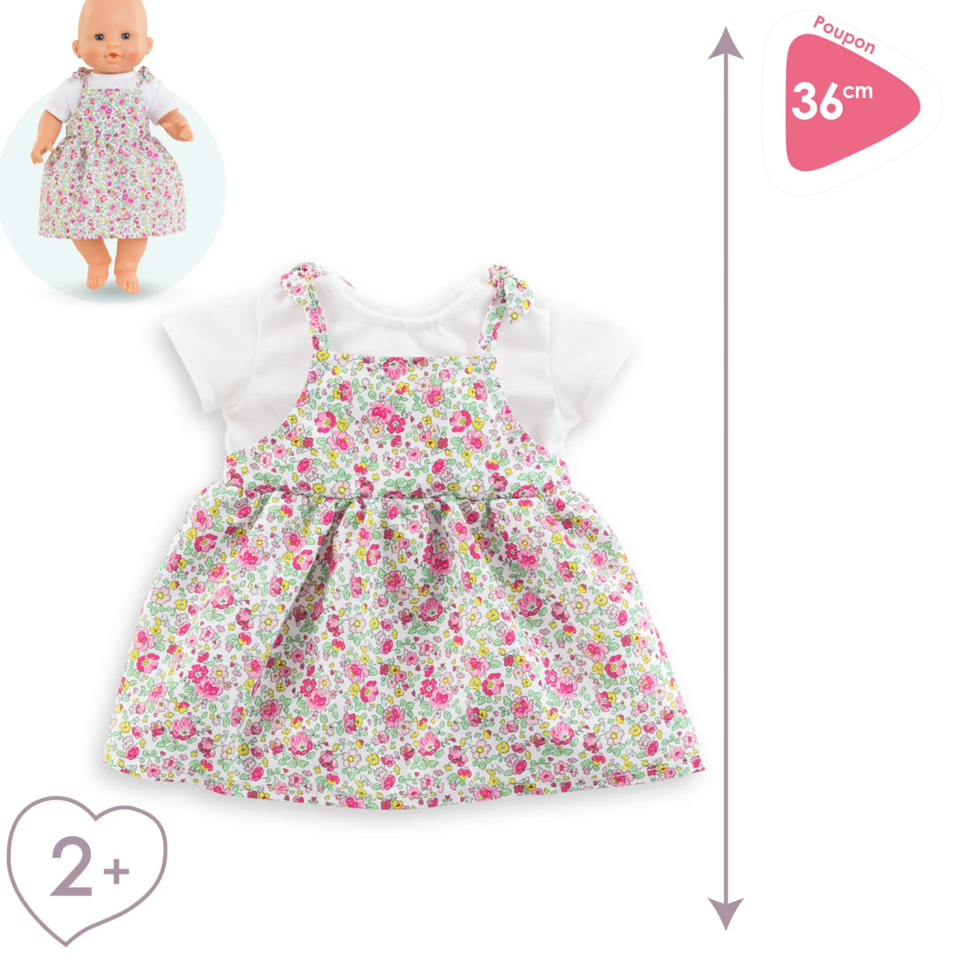 Robe Jardin en Fleurs pour poupon 36cm