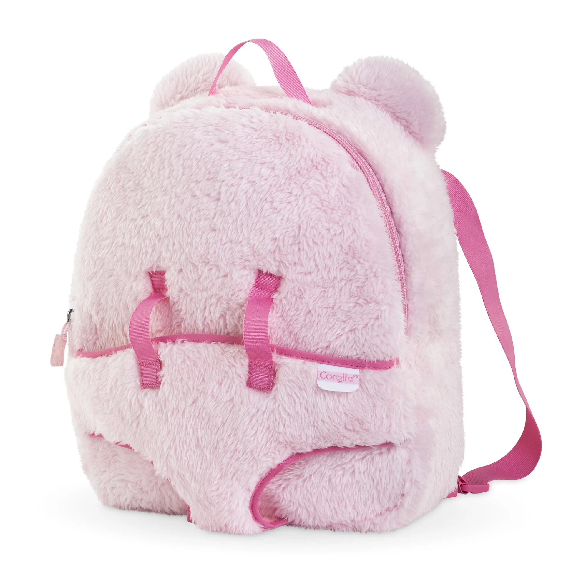 Sac à Dos Porte-Poupon Peluche Rose pour poupon 30 cm