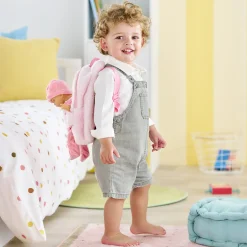 Sac à Dos Porte-Poupon Peluche Rose pour poupon 30 cm