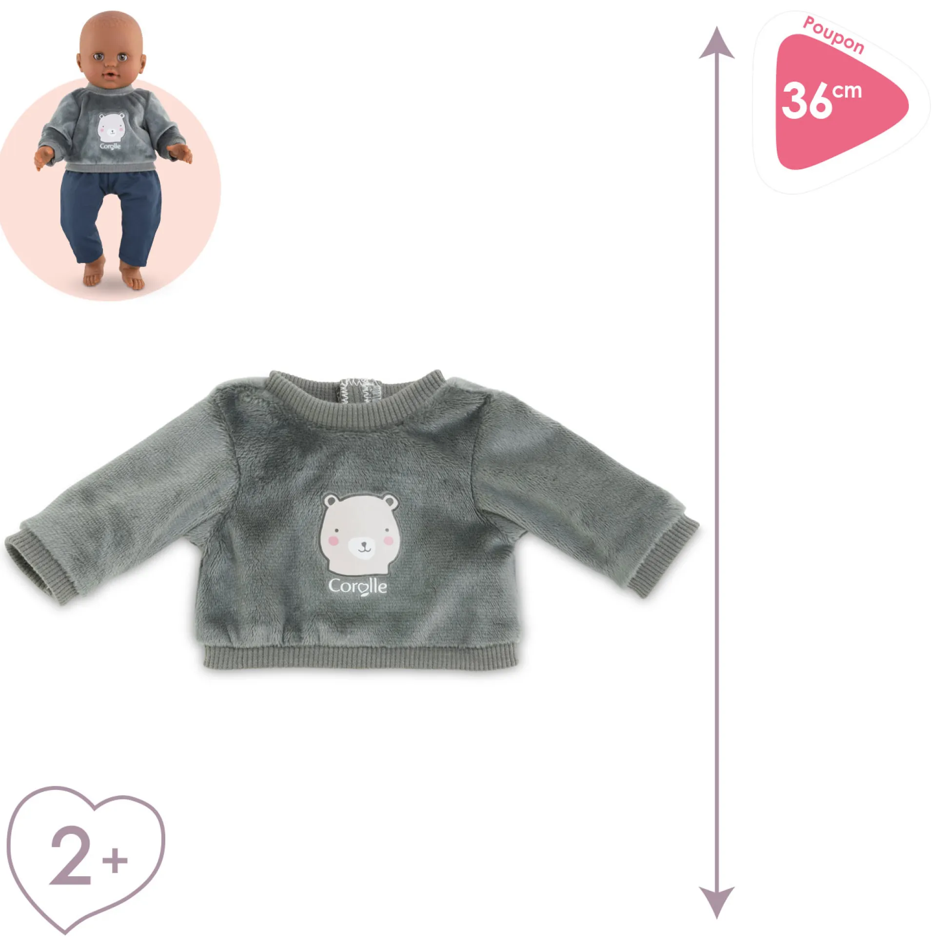 Sweat Ourson pour poupon 36 cm