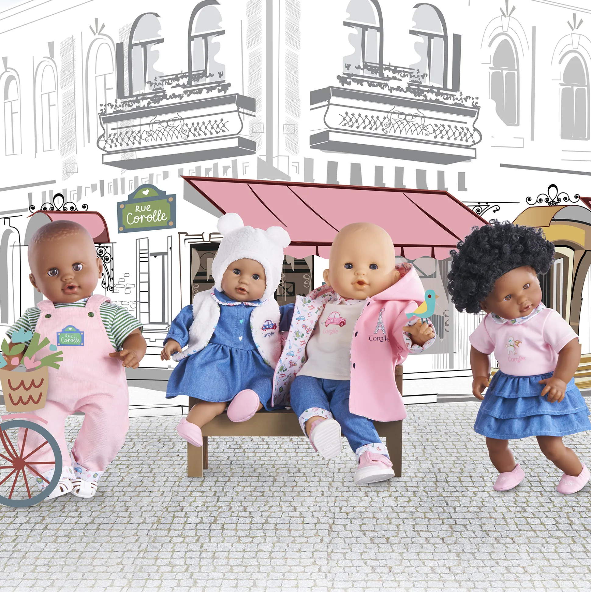 T-shirt et Salopette Week-end à Paris pour poupon 36 cm