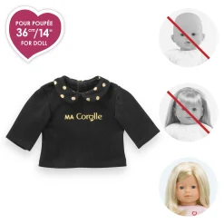 T-Shirt Noir et Or Manches Longues pour poupée ma Corolle